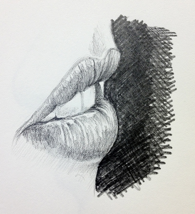 400x437 How To Draw A Mouth - Open Drawing