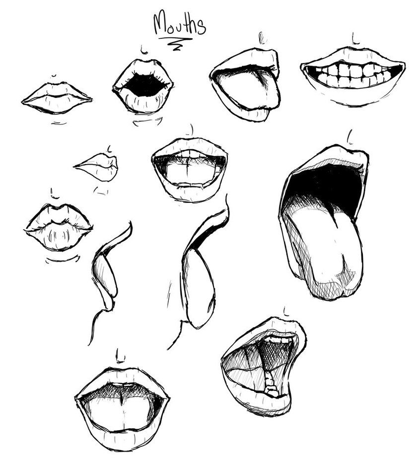 836x955 A Variety Of Mouths - Open Drawing