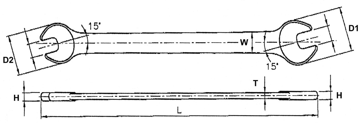 1158x396 wrench drawing double end for free download - Open End Wrench Drawing