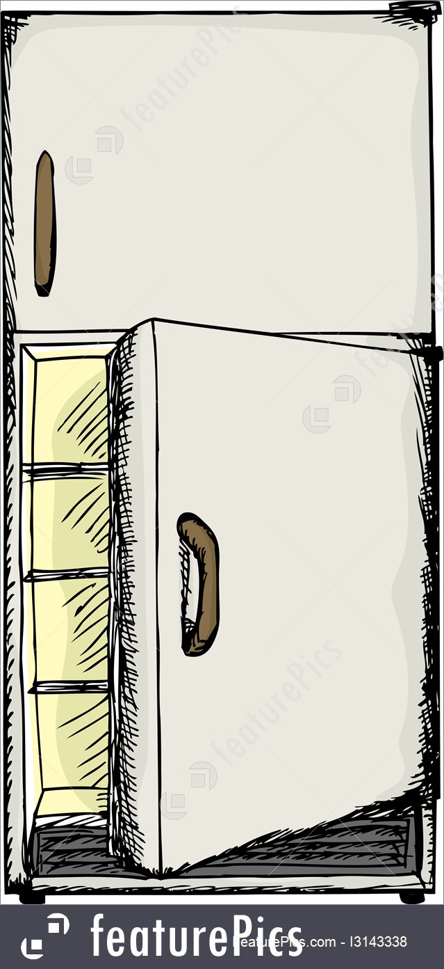 639x1392 Open Door Fridge Illustration - Open Fridge Drawing