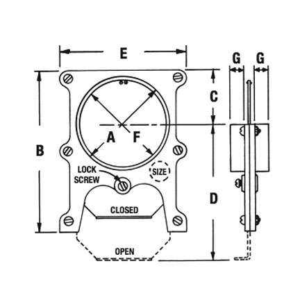 432x432 Full Blast Gates - Open Gate Drawing