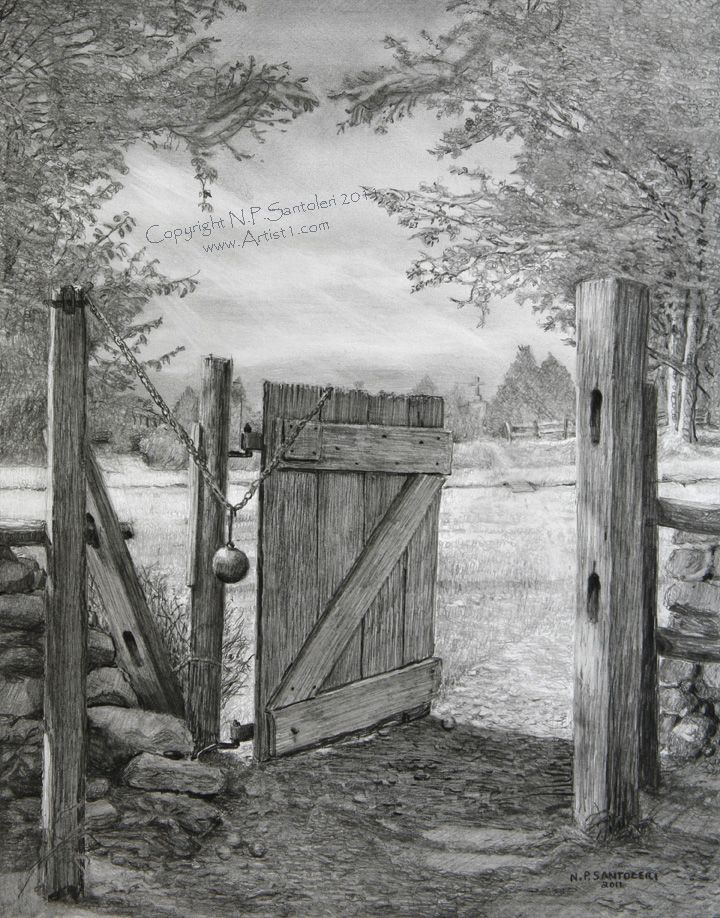 720x918 the gate open edition signed print, reproduced from the original - Open Gate Drawing