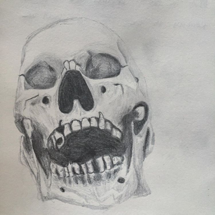 750x750 Skull Drawings Sketches For Art Inspiration - Open Mouth Skull Draw...