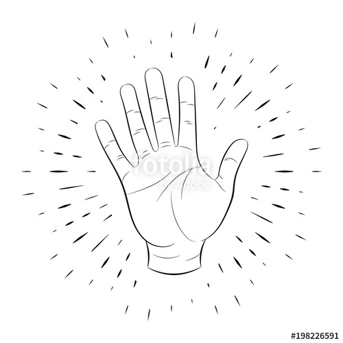 500x500 Hand Gesture, Open Palm, Greeting, Five Fingers, Drawn - Open Palm Hand Drawing