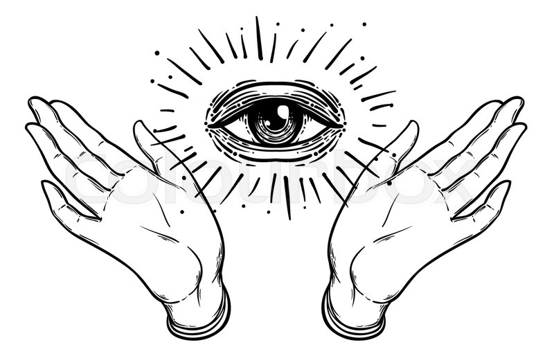 800x514 Open Hand With The All Seeing Eye On Stock Vector Colourbox - Open Palm Hand Drawing