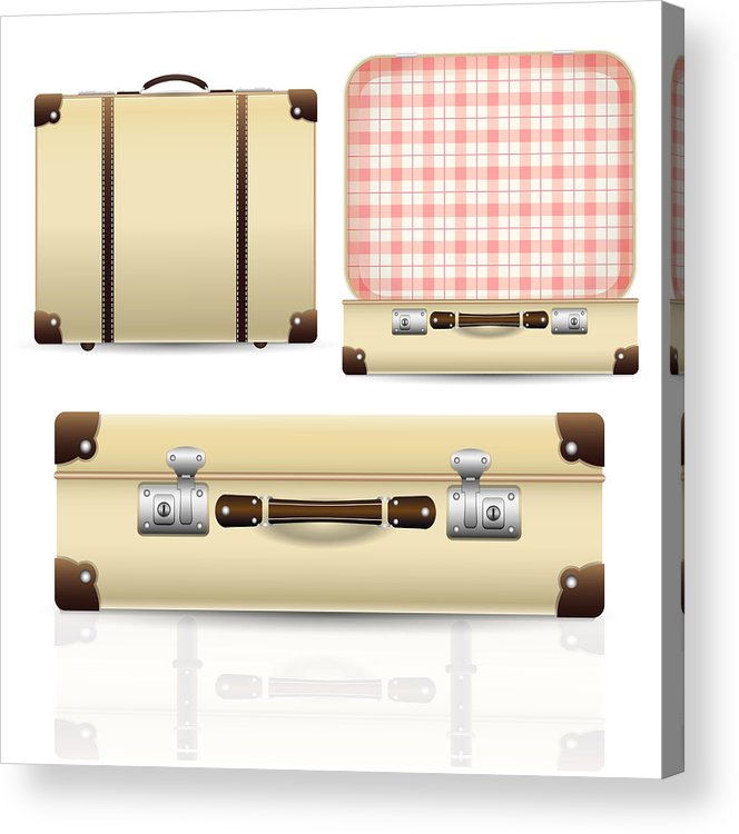 664x750 Open And Closed Old Retro Vintage Suitcase Acrylic Print - Open Suitcase Drawing