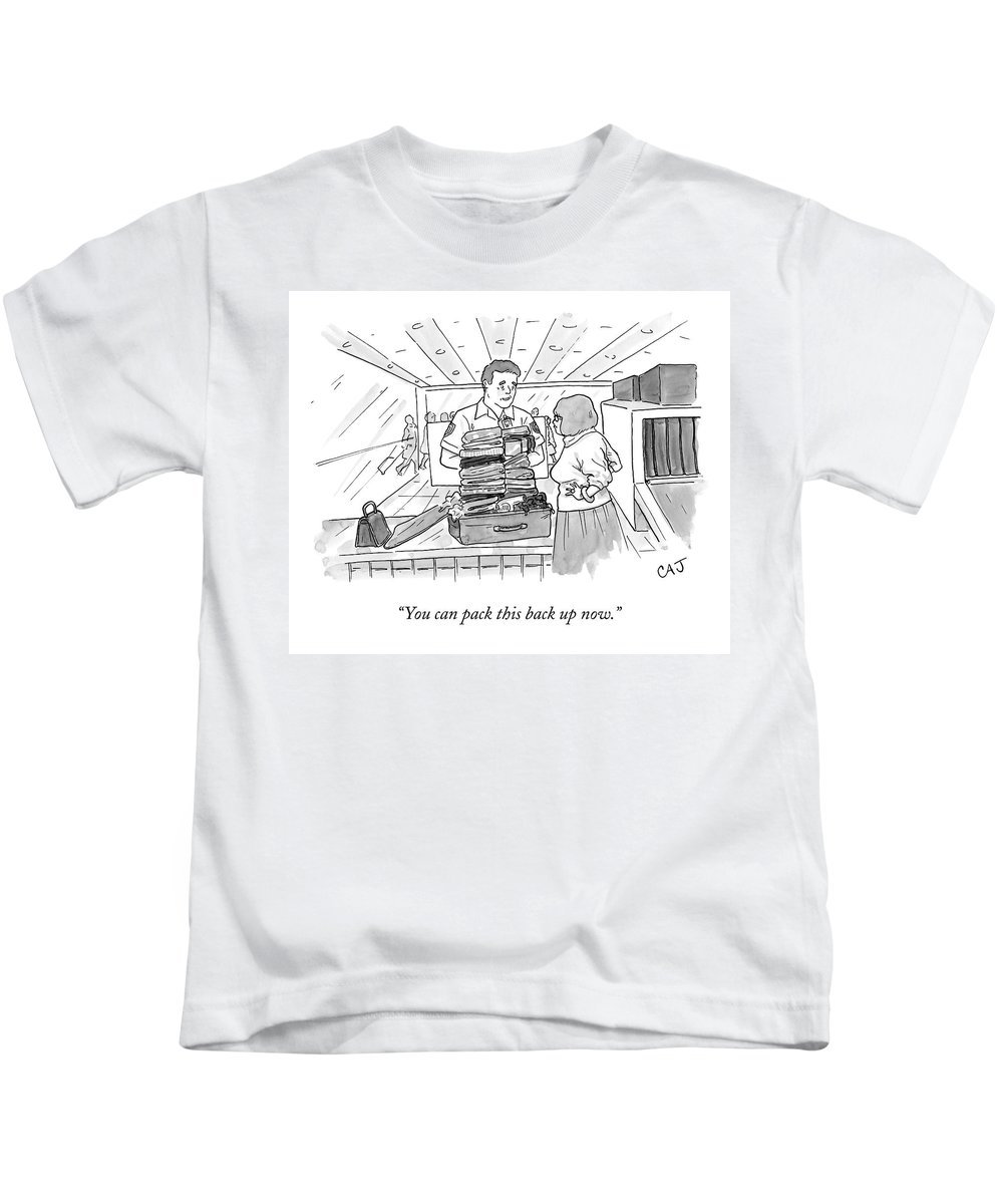 1000x1200 A Woman Stands Irritated Before Her Open Suitcase Kids T Shirt - Open Suitcase Drawing