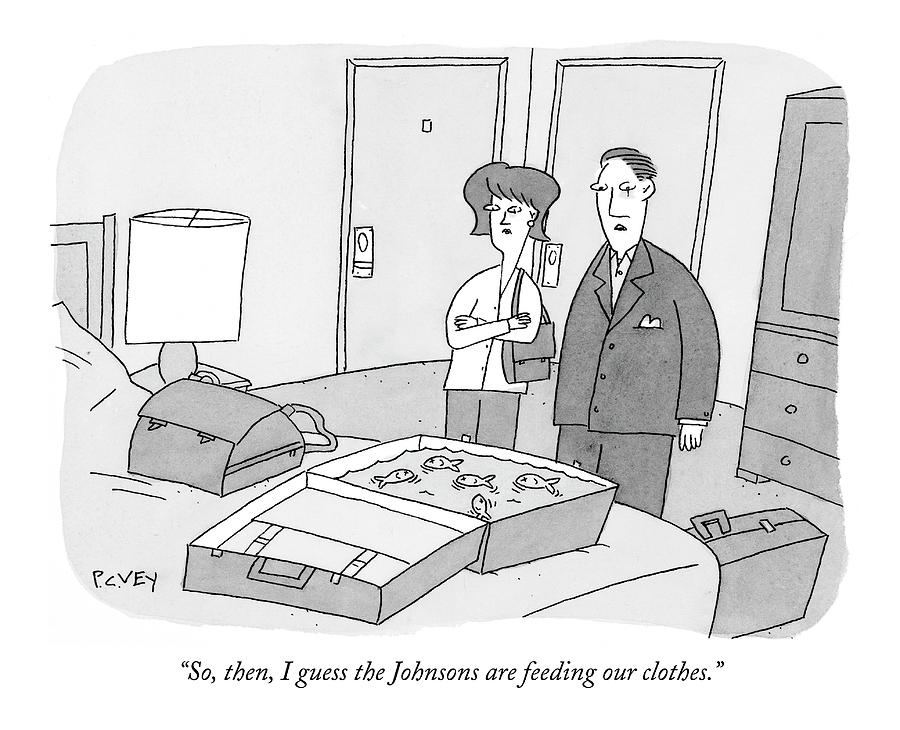 900x730 Couple Open Suitcase And Find Swimming Fish Drawing - Open Suitcase Drawing