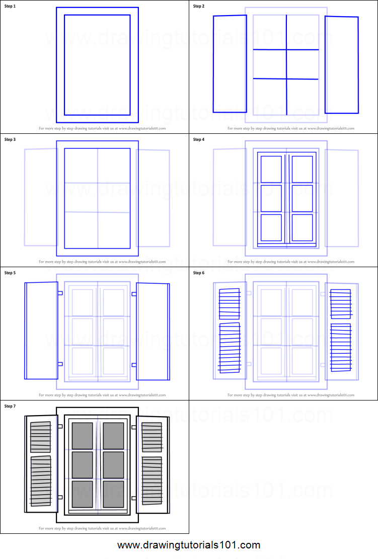 751x1111 How To Draw Open Window Printable Step - Open Window Drawing