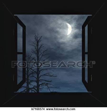 450x470 Open Window Night Clipart - Open Window Drawing