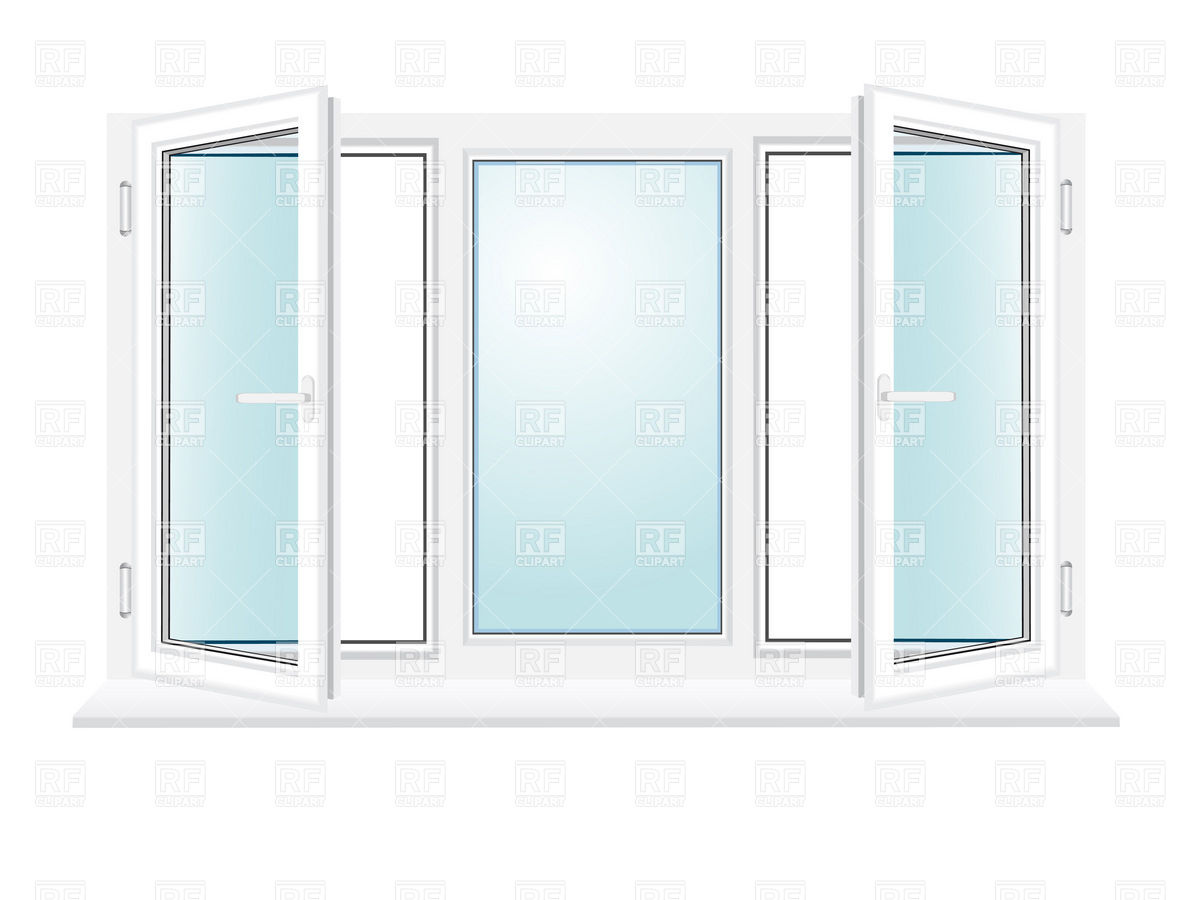 1200x900 open three sections plastic window vector image of objects - Open Window Drawing