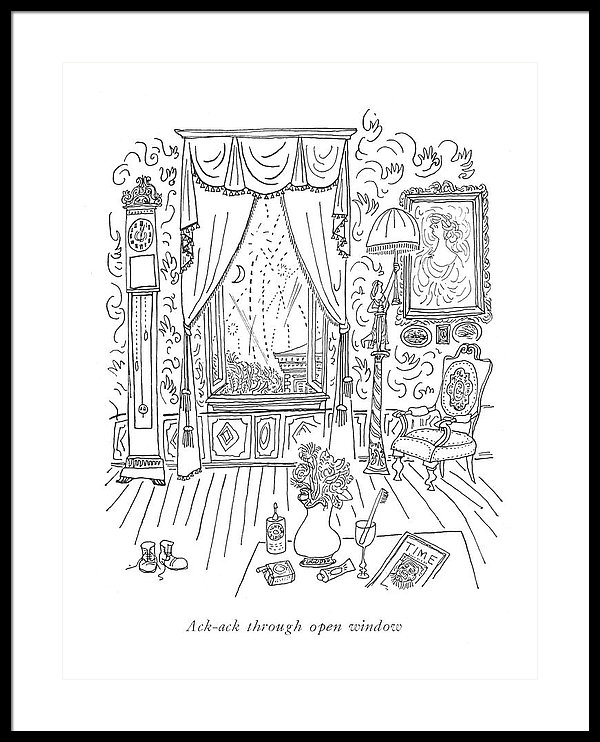 600x742 Ack Ack Through Open Window Framed Print - Open Window Drawing