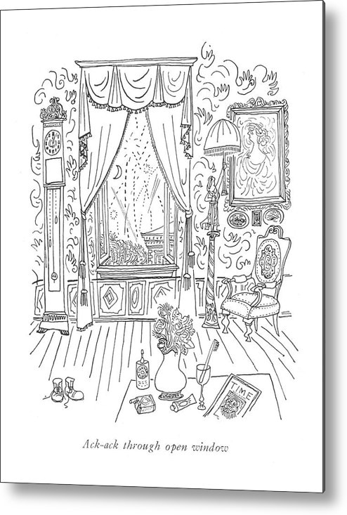 494x733 Ack Ack Through Open Window Metal Print - Open Window Drawing