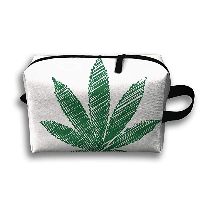 679x679 Hand Drawing Weed Leaf Travel Bag Cosmetic Bags Brush - Open Zipper Drawing