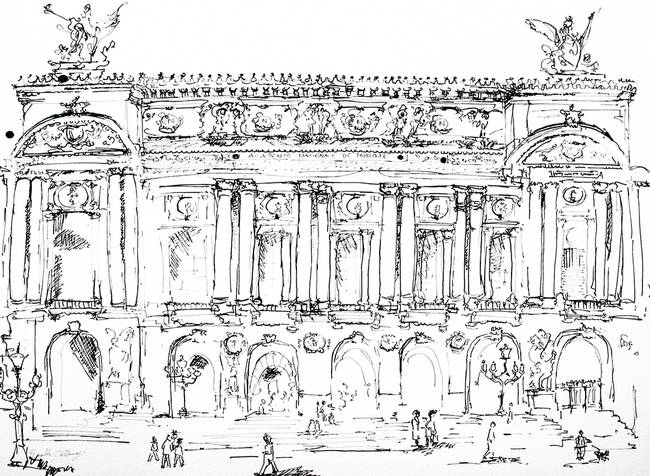 650x476 opera garnier paris ink drawing - Opera Drawing