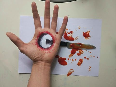 480x360 hole in hand optical illusion drawing !! - Optical Illusion Hand Drawing