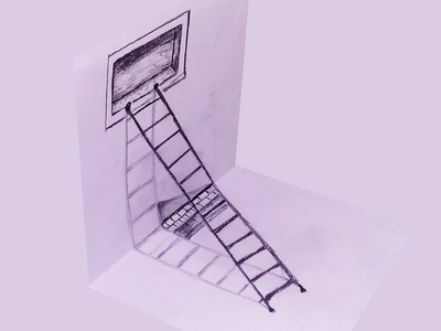 400x300 ladder optical illusion art - Optical Illusion Hand Drawing