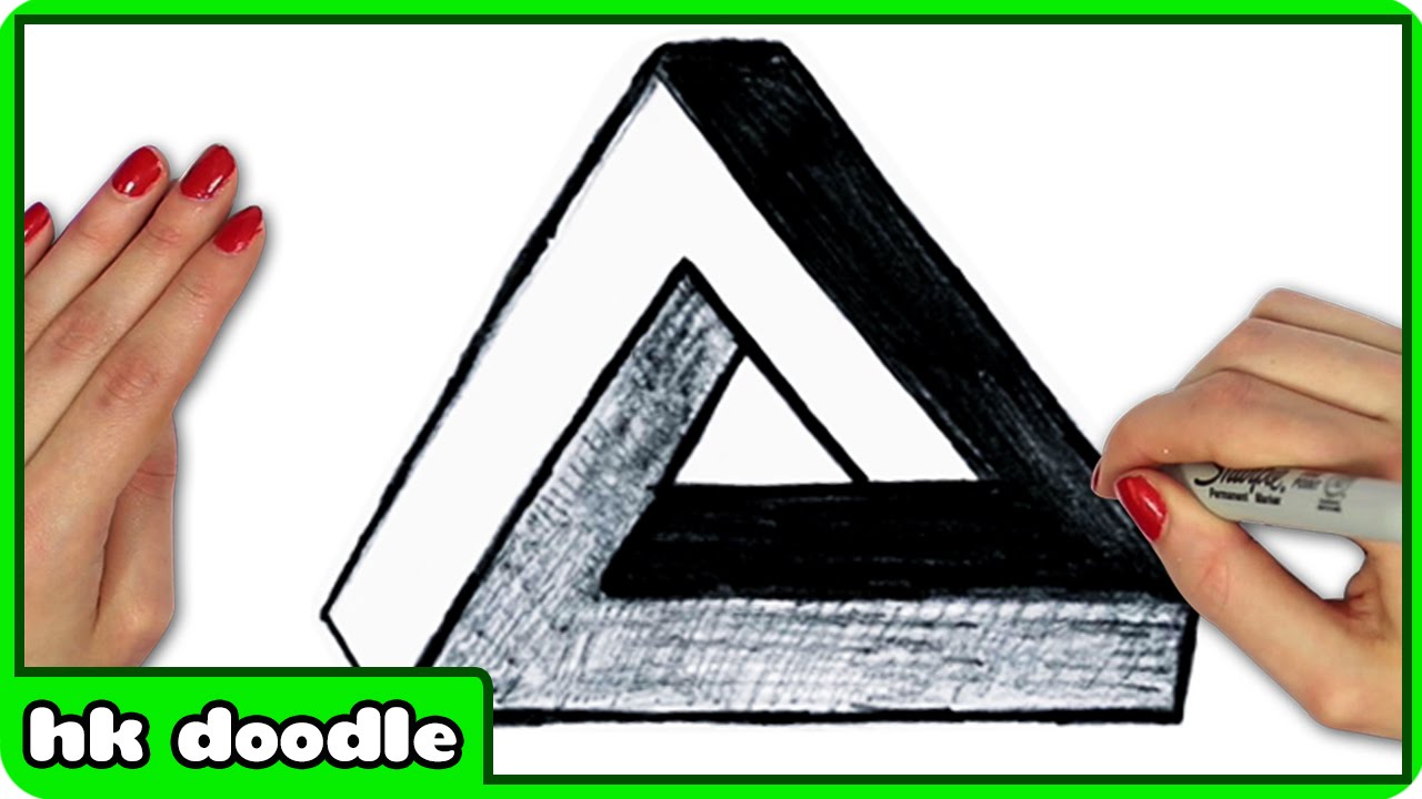1280x720 how to draw the impossible triangle optical illusion - Optical Illusions Step By Step Drawing