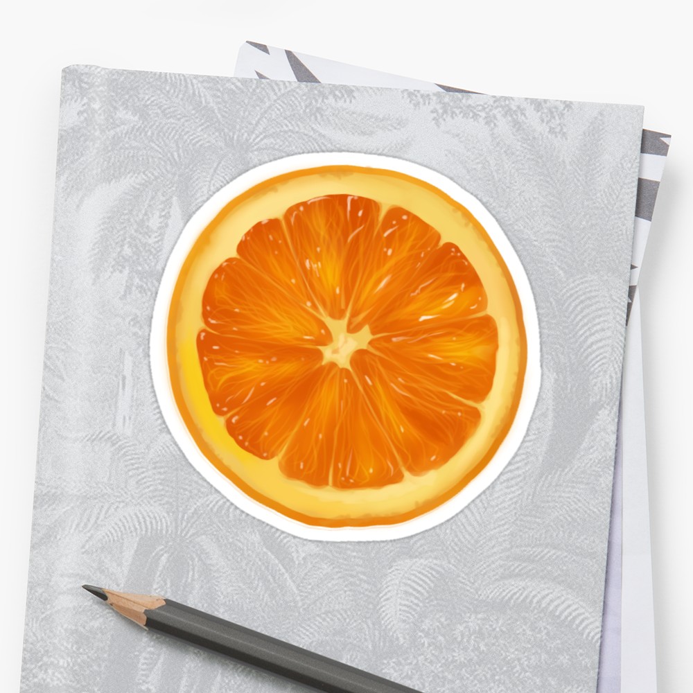 1000x1000 orange fruit realistic drawing sticker - Orange Fruit Drawing