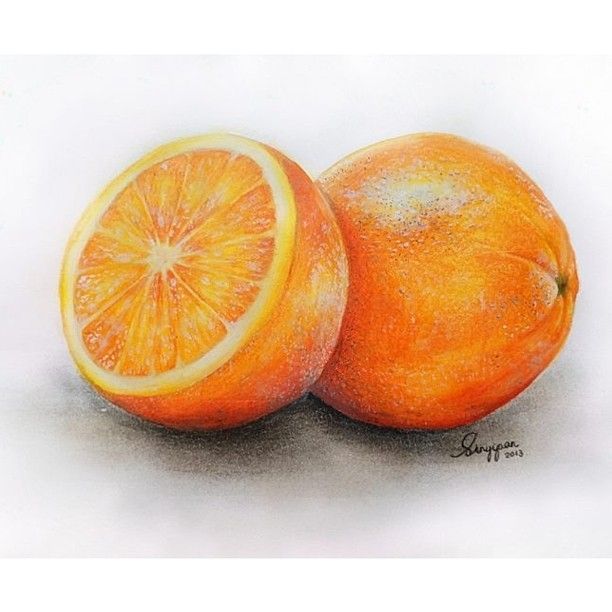 612x612 orange art orange in pencil drawings, color pencil sketch - Orange Fruit Drawing