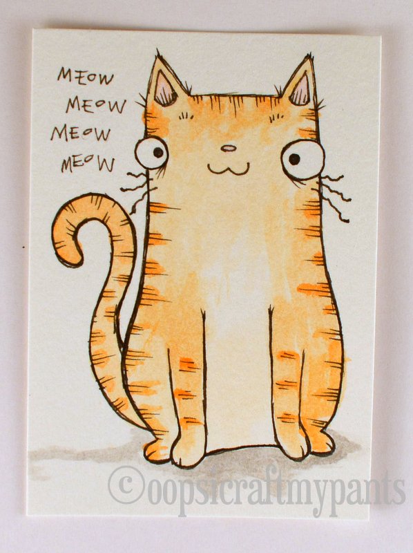 598x800 Oops, I Craft My Pants Atcs! Crookshanks, Orange Tabby - Orange Tabby Cat Drawing