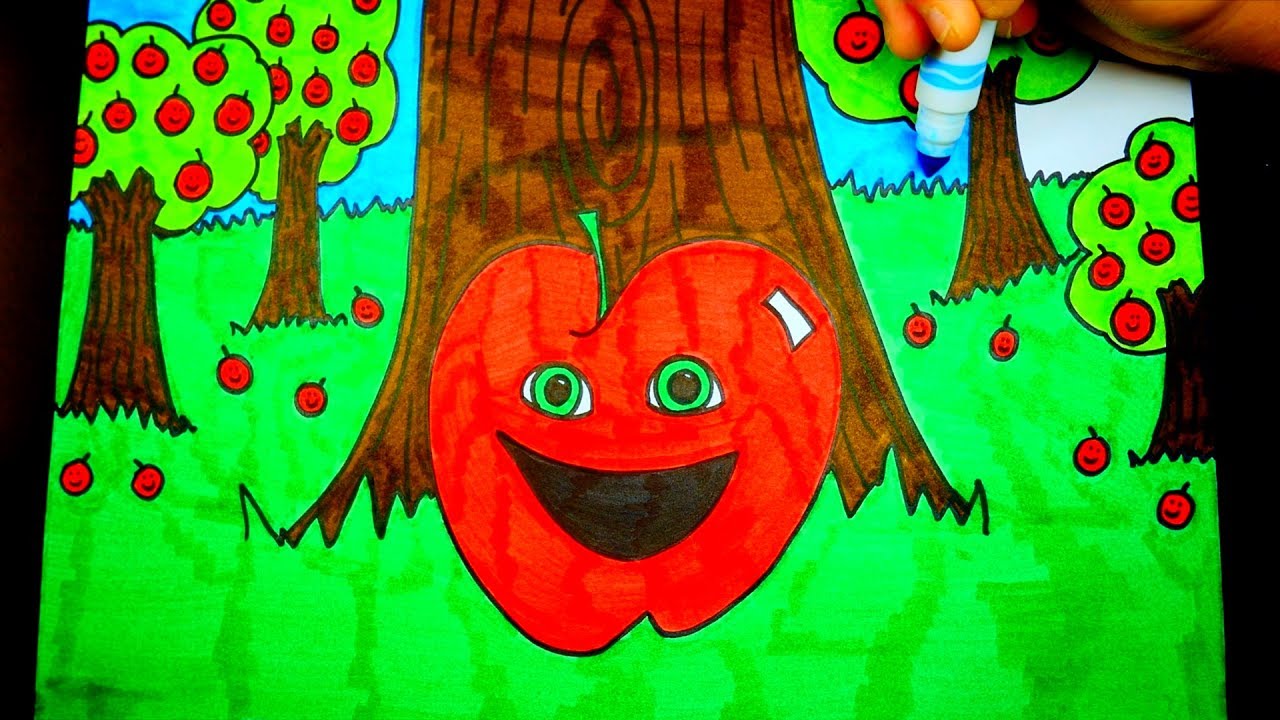1280x720 how to draw an apple orchard, easy, step - Orchard Drawing