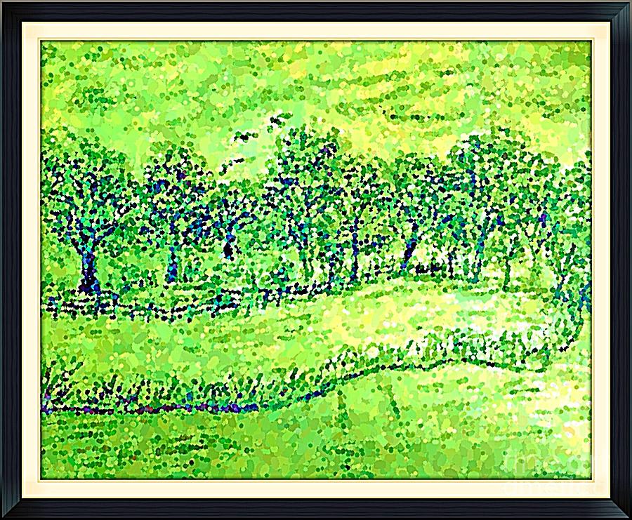 900x741 water color of apple orchard farm drawing - Orchard Drawing