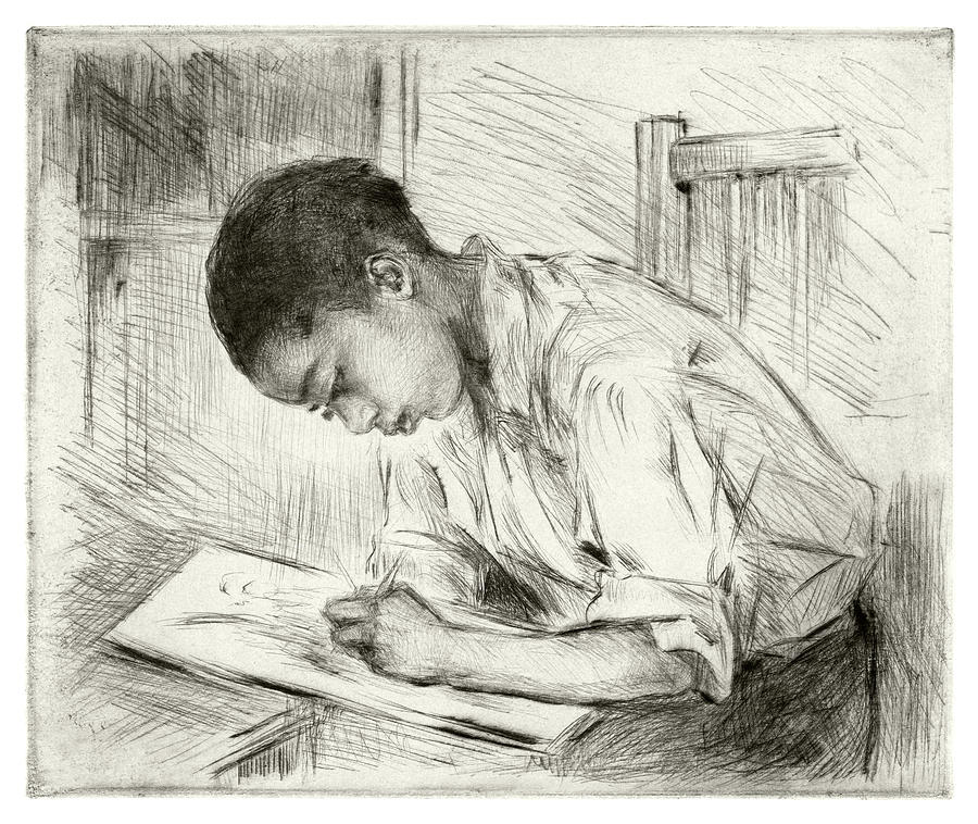 900x758 young negro drawing drawing - Orchard Drawing