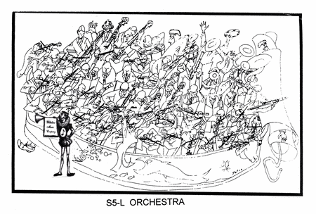 450x304 Preview Pen Ink Drawing Of An Orchestra In A Sardine Can - Orchestra Drawing