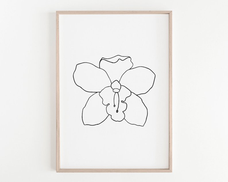 794x635 minimalist flower print orchid wall art line drawing etsy - Orchid Flower Drawing