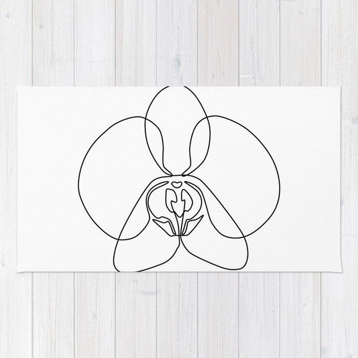 700x700 one line orchid rug - Orchid Line Drawing