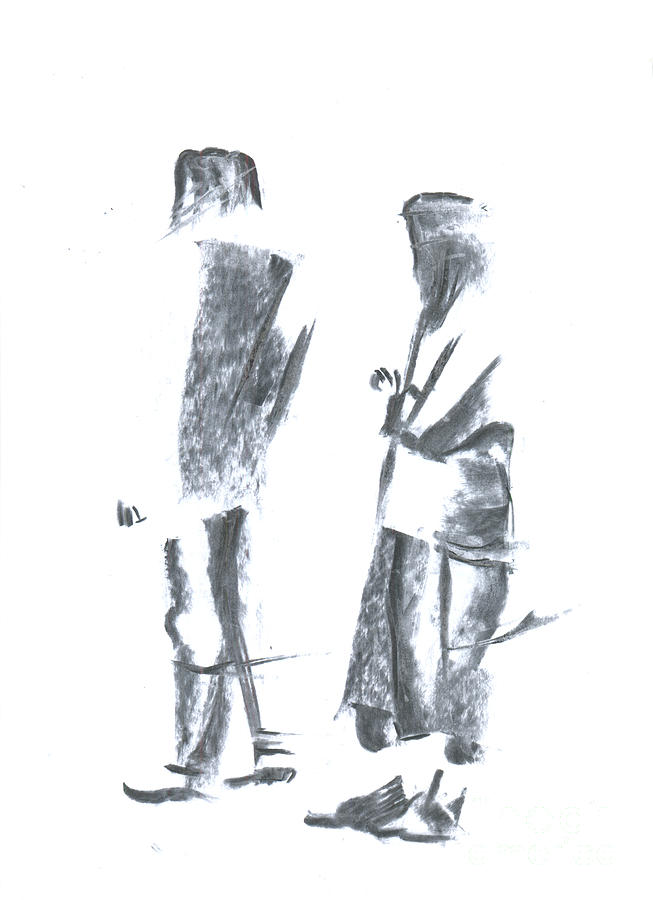 653x900 two ordinary girls charcoal drawing - Ordinary Drawing