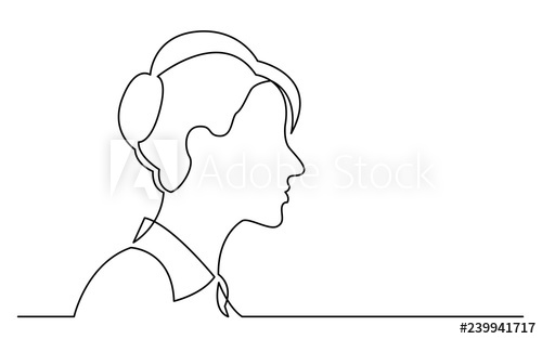 500x313 continuous line drawing of isolated on white background profile - Ordinary Drawing
