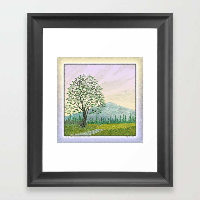 700x700 Oregon Ash Tree In Springtime Vintage Pencil Color Drawing Framed - Oregon Drawing
