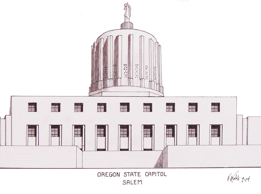 900x669 Oregon State Capitol Drawing - Oregon Drawing