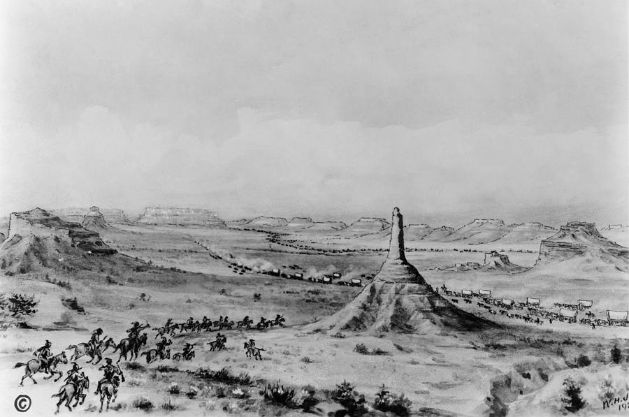 900x597 Oregon Trail Chimney Rock Drawing - Oregon Drawing