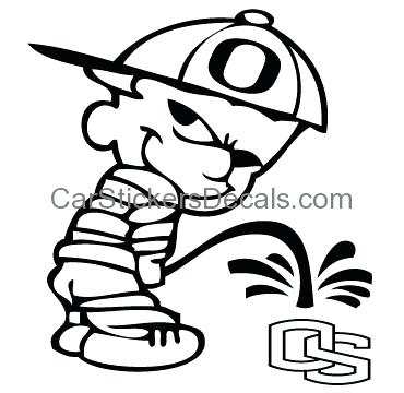 370x360 Oregon Ducks Decal Pee On State Sticker Wall Decals - Oregon Ducks Drawing