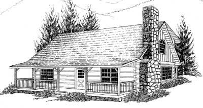400x213 Oregon Trail Log Home Plan - Oregon Trail Drawing