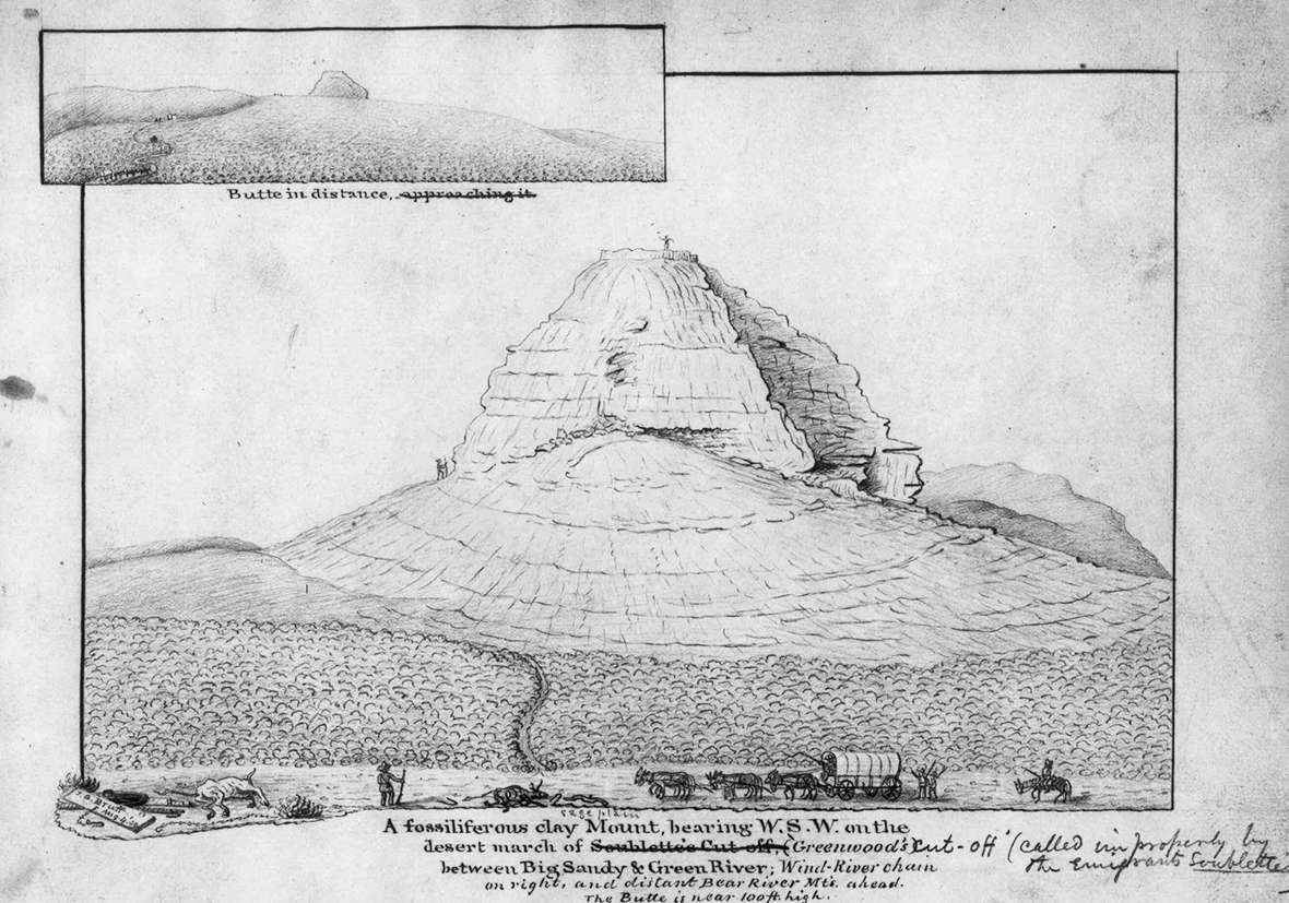 1180x827 Haystack Butte - Oregon Trail Drawing
