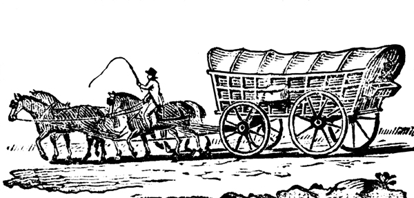 600x287 Wagon Train Clipart - Oregon Trail Wagon Drawing