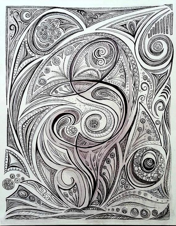 570x730 organic line drawing digital print etsy - Organic Drawing