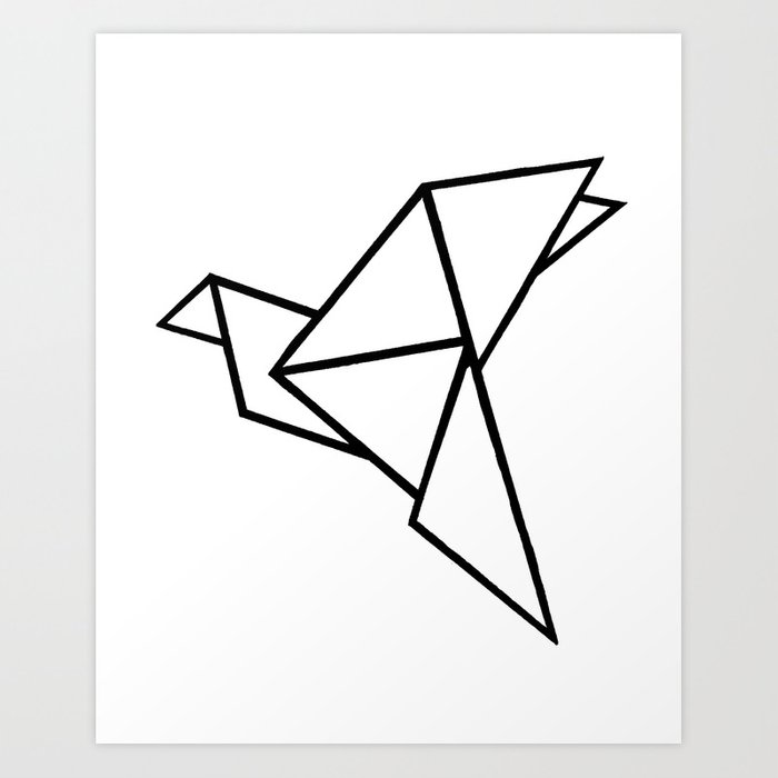 700x700 Origami Bird Art Print - Origami Bird Drawing