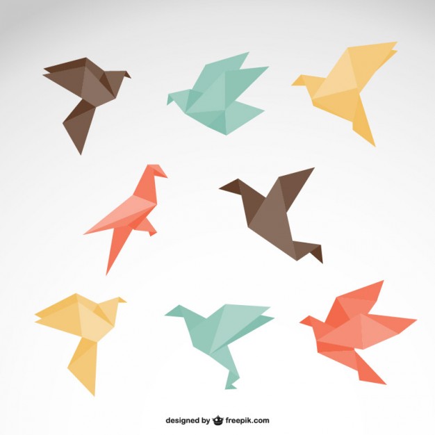626x626 Origami Birds Collection Vector Free Download - Origami Bird Drawing