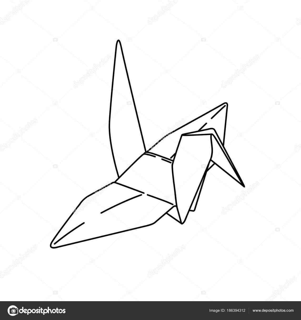 1264x1343 Crane Origami Bird Drawing At Getscom Free For Personal Use - Origami Bird Drawing