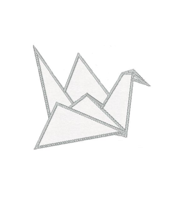 570x638 origami crane patch iron on applique etsy - Origami Crane Drawing