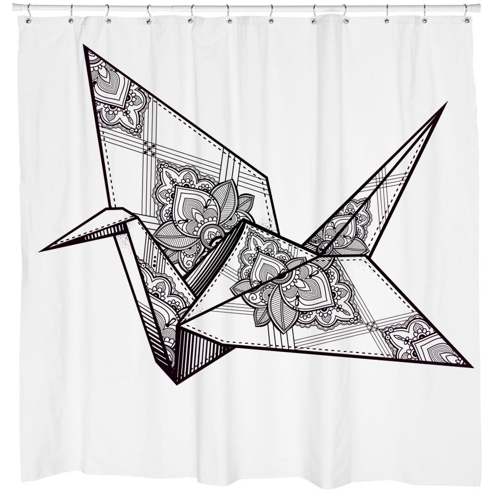 1000x1000 origami crane shower curtain sharp shirter - Origami Crane Drawing