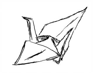 318x250 origami crane sketch - Origami Crane Drawing