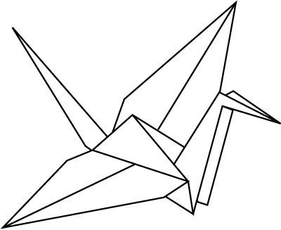 400x327 outline paper crane tattoo design - Origami Crane Drawing