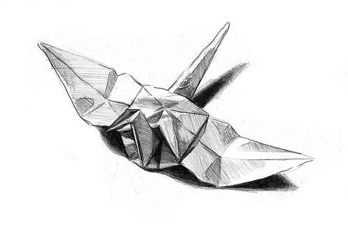 500x329 origami crane shared - Origami Crane Drawing