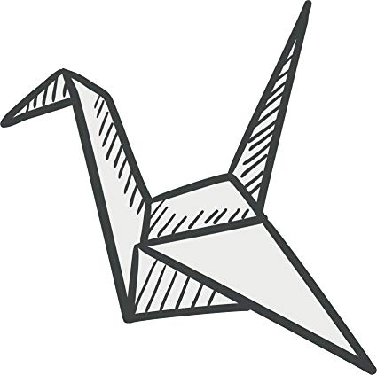 425x423 simple pen sketch origami crane cartoon vinyl decal - Origami Crane Drawing